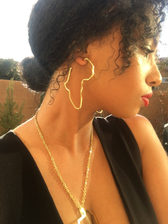 Africa Hoop Earrings and Necklace